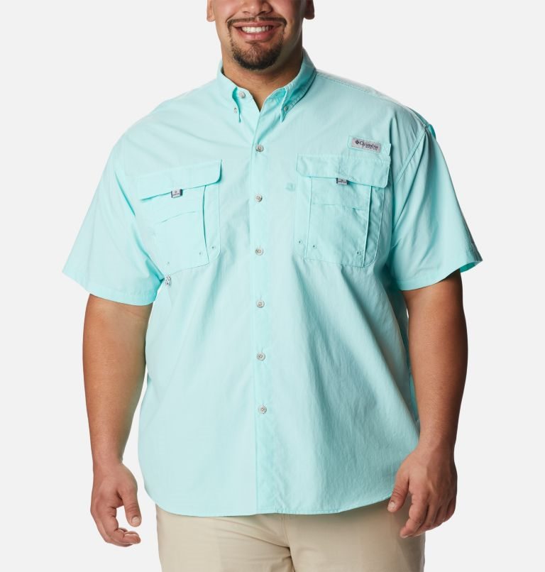 Men\'s Columbia PFG Bahama II Short Sleeve Shirts Turquoise | Plus Size CA-DC543